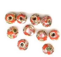 10 6mm Red Cloisonné Rounds